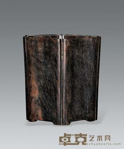 紫檀六棱素面笔筒 H:18.5CM