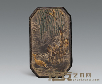 异鱼吐墨图方墨 16CMX9CM