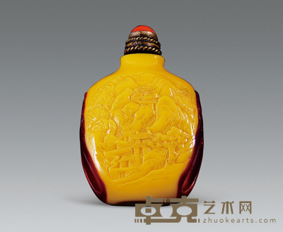 鹤顶红山水鼻烟壶 H:6CM