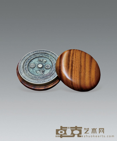 紫袍玉带铜镜形砚 L;14CM
