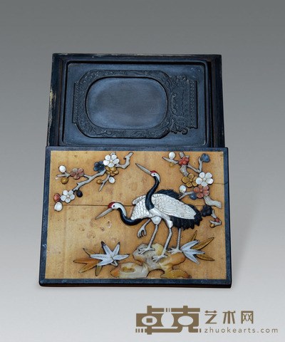 竹黄百宝嵌端砚 10X14CM