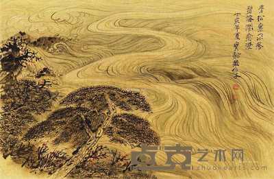 2007年作 青松寒不落 卡纸 设色泥金 35×50cm