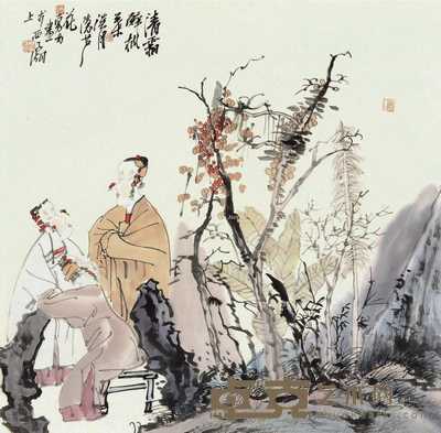 人物 镜片 水墨纸本 68×68cm