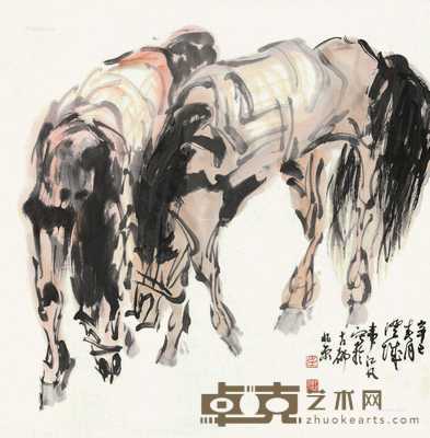 2001年作 骏马图 纸片 设色纸本 68×69cm