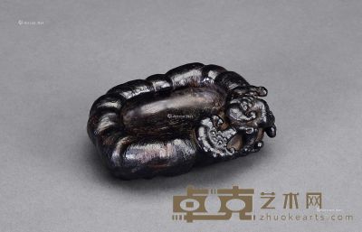 民国 紫檀浮雕灵芝水洗 长10cm