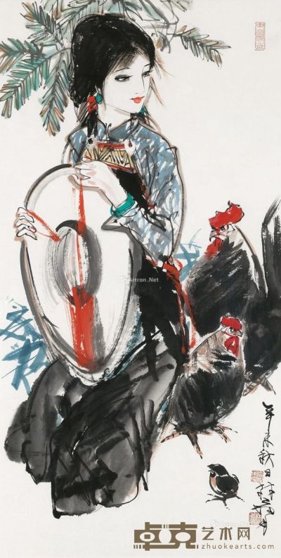 林墉 辛未（1991年）作 人物 135×69cm