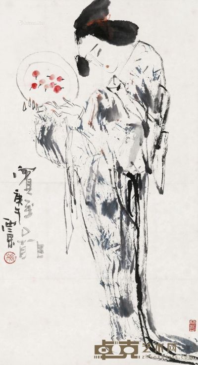 王西京 庚午（1990年）作 宾至图 69×38cm