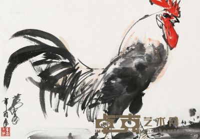 黄胄 辛酉（1981年）作 雄鸡 38×54cm