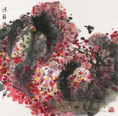 陈永锵 辛巳（2001年）作 海棠 68×69cm