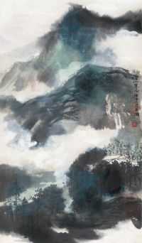 吴灏 庚申（1980年）作 云山暮雨