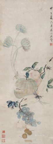 汤禄铭 甲子（1864年）作 花卉