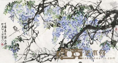 陈永康 丁亥（2007年）作 紫藤 69×131cm