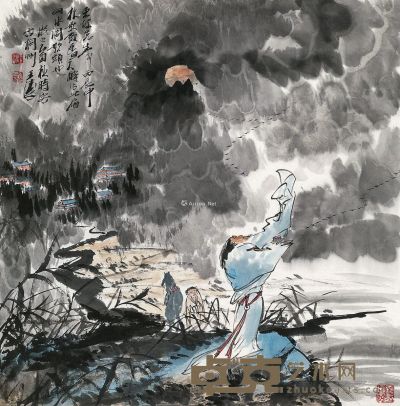 王涛 乙酉（2005年）作 东坡诗意 68×68cm