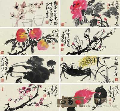 花卉 册页 设色纸本 41×19cm×8