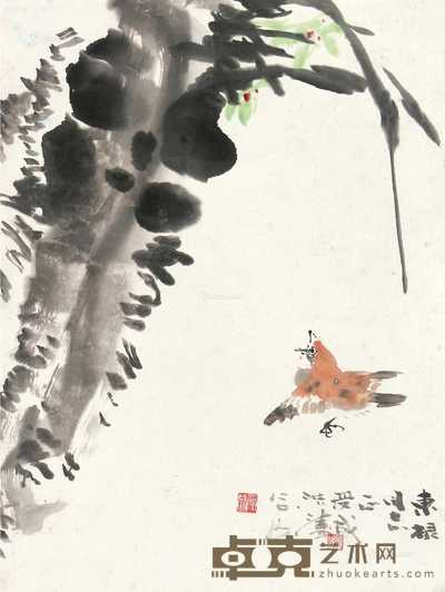 花鸟 立轴 设色纸本 46×35cm