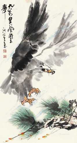 松鹰 立轴 设色纸本