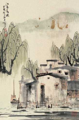 江南春晓 立轴 设色纸本
