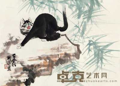 灵猫图 镜片 设色纸本 57×41cm