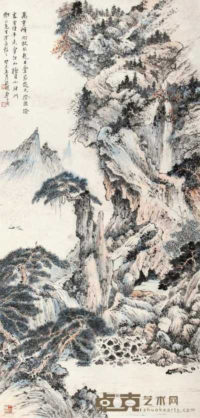 上水 立轴 设色纸本 107×53cm