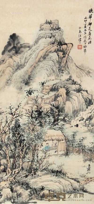 山水 立轴 设色纸本 74×34cm