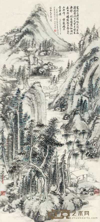 山水 立轴 设色纸本 90×41cm