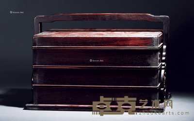 清代 红木雕螭龙纹提盒 长30cm；宽18cm