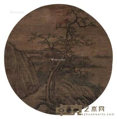 佚名 松风高卧图 直径33.5cm