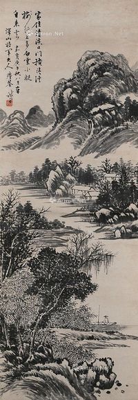 陆钢 林岸远帆图