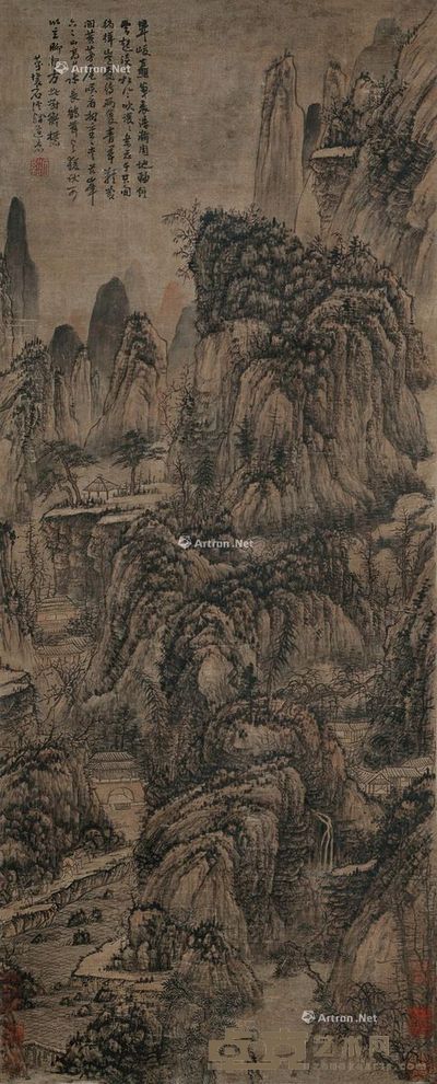 石溪 万壑松风图 119×49cm