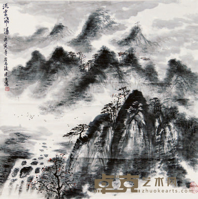 陈廷友 流云飞瀑 77×75cm 约5.2平尺