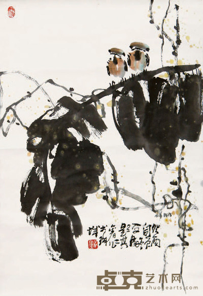 马自强 花鸟 68×47cm 约2.9平尺