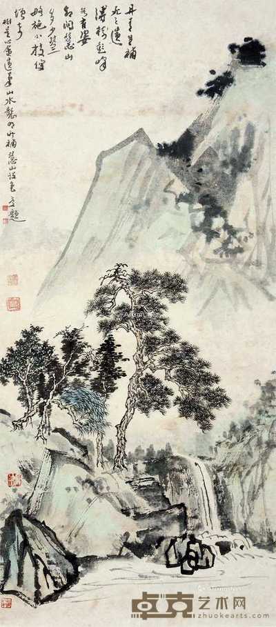 山水 83×37cm