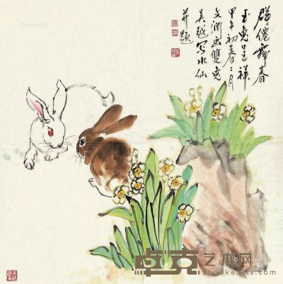 群仙舞春 玉兔呈祥 68.5×68.5cm