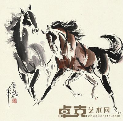 骏马图 51×53cm