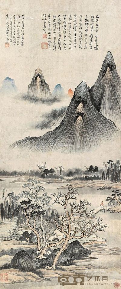 黎简 山水 115×48cm