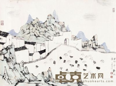 林容生 1999年作 山村小景 62×83cm