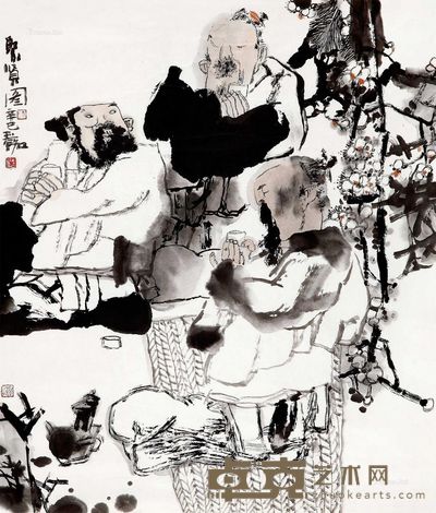 陈玉铭 2001年作 聚贤图 81.5×69cm