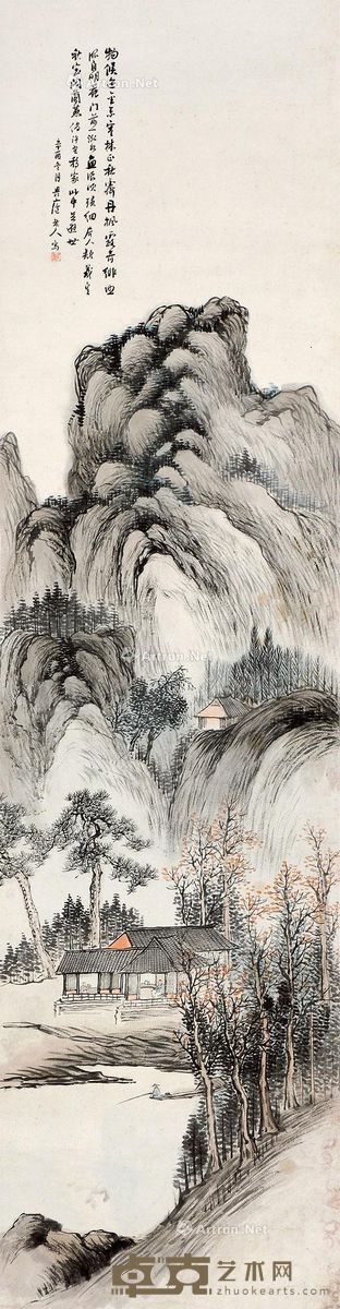 林纾 1921年作 山水 178×47cm