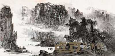2014年作 漓江春雨 163×80cm