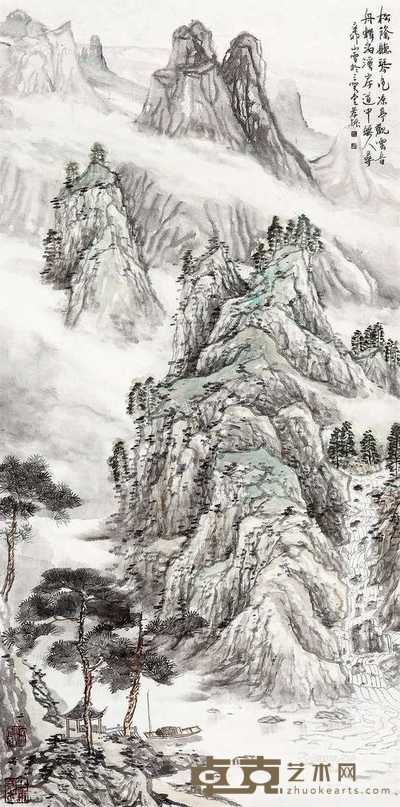 2011年作 松荫听琴 133×66cm