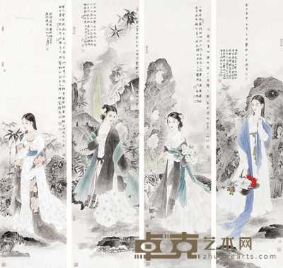 2009年作 工笔人物 131×33cm×4