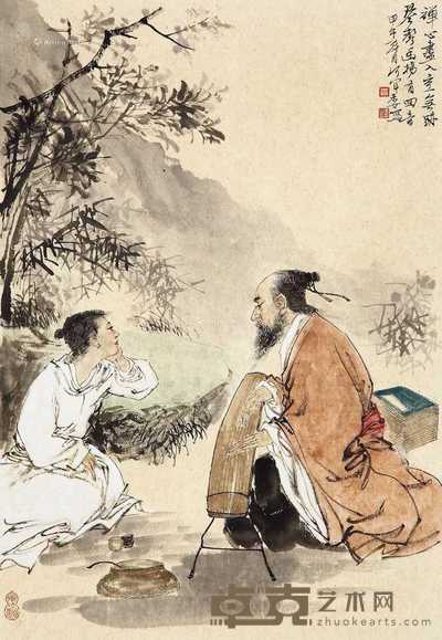 2014年作 禅心听琴 64×45cm