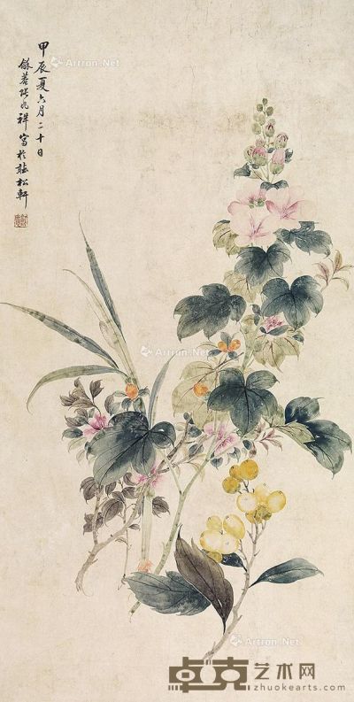 张兆祥 花卉 立轴 纸本 87×45cm