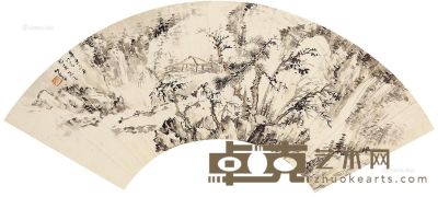 溥儒 山水 镜片 纸本 14×41cm