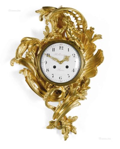 路易十五世风格铜胎鎏金壁钟