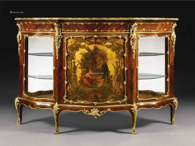 拿破仑三世黄檀马丁漆镶铜鎏金边柜