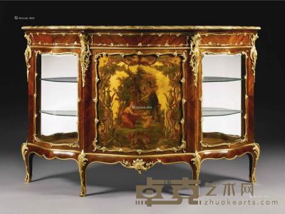 拿破仑三世黄檀马丁漆镶铜鎏金边柜 高107cm；宽163cm；深48cm