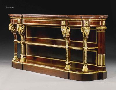 路易十六世风格桃花心木饰面镶铜鎏金边桌