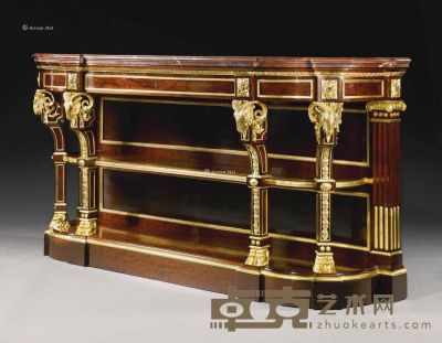 路易十六世风格桃花心木饰面镶铜鎏金边桌 高109cm；宽218cm；深60cm