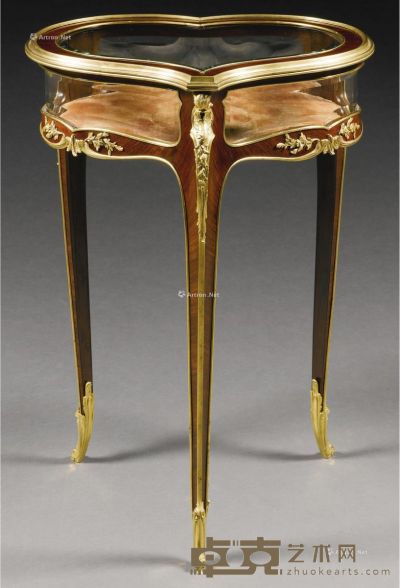 黄檀木镶铜鎏金心形展示桌 高74cm；宽54.5cm；深44cm